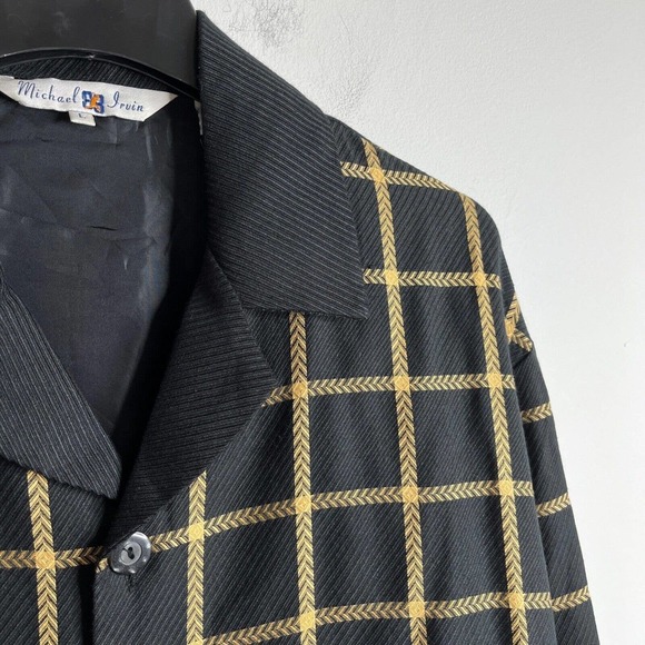 Plaid Button Down Shirt - Black and Gold - Picture 3 of 11